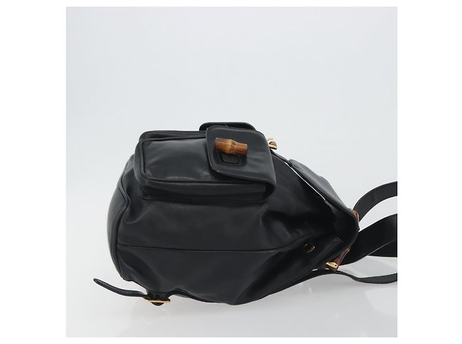 Zaino GUCCI Bamboo in pelle nera e oro 003 2058 0016 Auth ep15518 Nero D'oro - vista 4