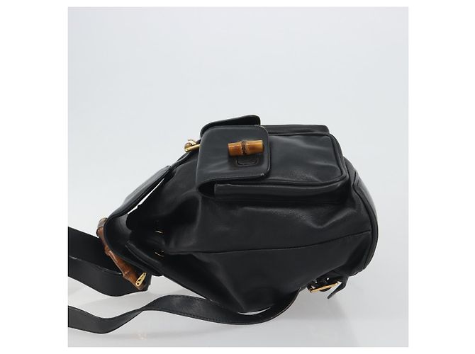 Zaino GUCCI Bamboo in pelle nera e oro 003 2058 0016 Auth ep15518 Nero D'oro - vista 5