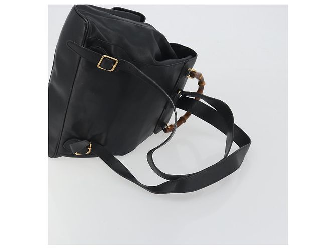 Zaino GUCCI Bamboo in pelle nera e oro 003 2058 0016 Auth ep15518 Nero D'oro - vista 9