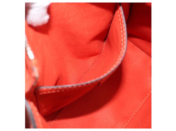 Céline Bolso CELINE Luggage Nano Shopper de cuero 2way Naranja Plata Auth ka5539A - vista 20