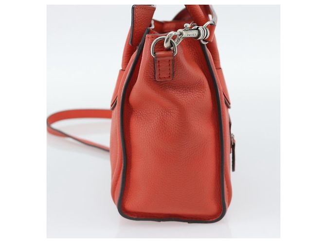 Céline Bolso CELINE Luggage Nano Shopper de cuero 2way Naranja Plata Auth ka5539A - vista 4