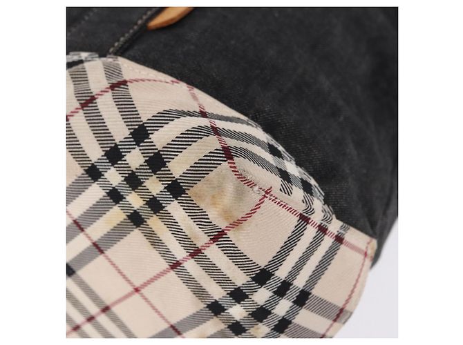 Borsa a Mano BURBERRY Nova Check Denim Nero Argento Auth bs36454 - vista 14