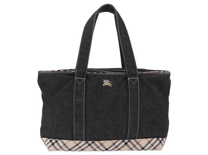Borsa a Mano BURBERRY Nova Check Denim Nero Argento Auth bs36454 - vista 2