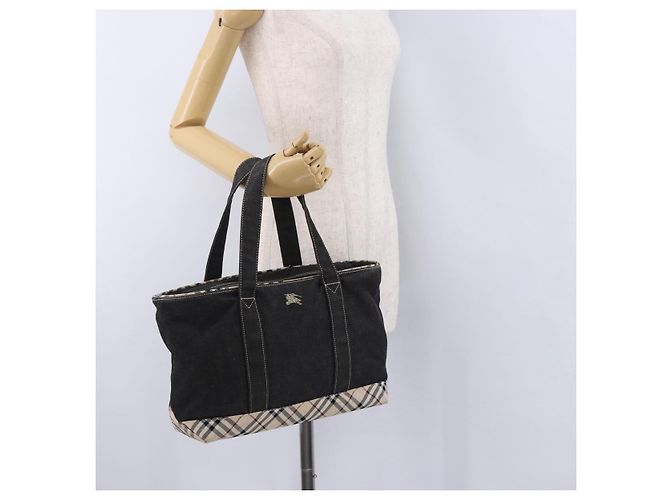 Borsa a Mano BURBERRY Nova Check Denim Nero Argento Auth bs36454 - vista 21