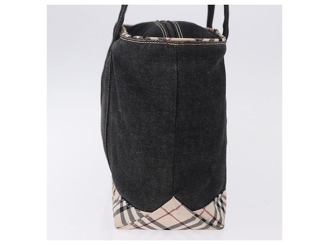 Borsa a Mano BURBERRY Nova Check Denim Nero Argento Auth bs36454 - vista 4