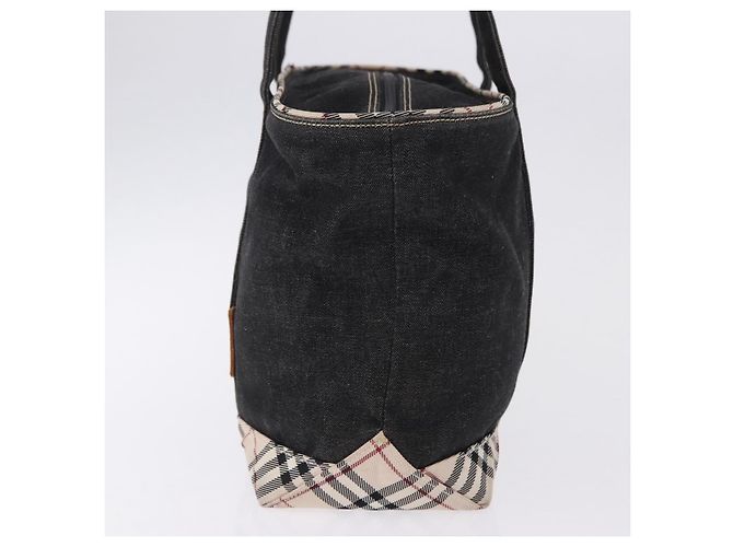 Borsa a Mano BURBERRY Nova Check Denim Nero Argento Auth bs36454 - vista 5