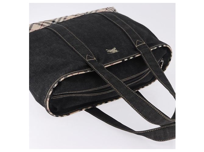 Borsa a Mano BURBERRY Nova Check Denim Nero Argento Auth bs36454 - vista 6