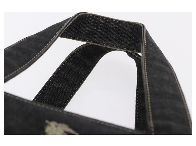 Borsa a Mano BURBERRY Nova Check Denim Nero Argento Auth bs36454 - vista 8
