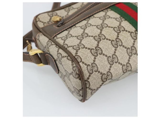 Borsa a Spalla GUCCI GG Supreme Web Sherry Line PVC Beige Oro Auth 194659A D'oro - vista 11