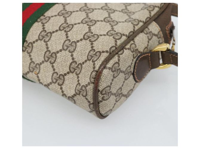 Borsa a Spalla GUCCI GG Supreme Web Sherry Line PVC Beige Oro Auth 194659A D'oro - vista 12