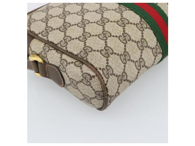 Borsa a Spalla GUCCI GG Supreme Web Sherry Line PVC Beige Oro Auth 194659A D'oro - vista 13