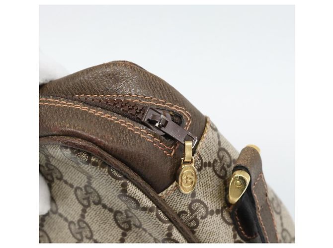 Borsa a Spalla GUCCI GG Supreme Web Sherry Line PVC Beige Oro Auth 194659A D'oro - vista 14