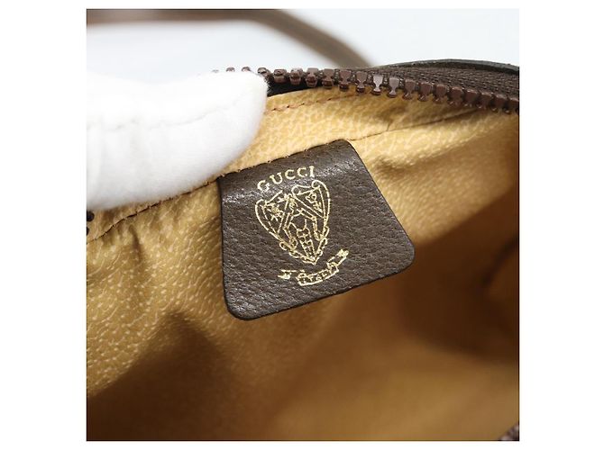 Borsa a Spalla GUCCI GG Supreme Web Sherry Line PVC Beige Oro Auth 194659A D'oro - vista 15