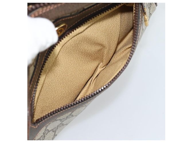 Borsa a Spalla GUCCI GG Supreme Web Sherry Line PVC Beige Oro Auth 194659A D'oro - vista 19