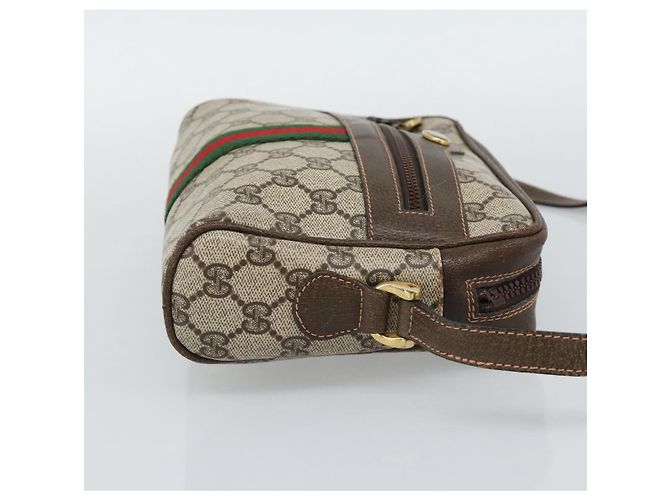 Borsa a Spalla GUCCI GG Supreme Web Sherry Line PVC Beige Oro Auth 194659A D'oro - vista 5