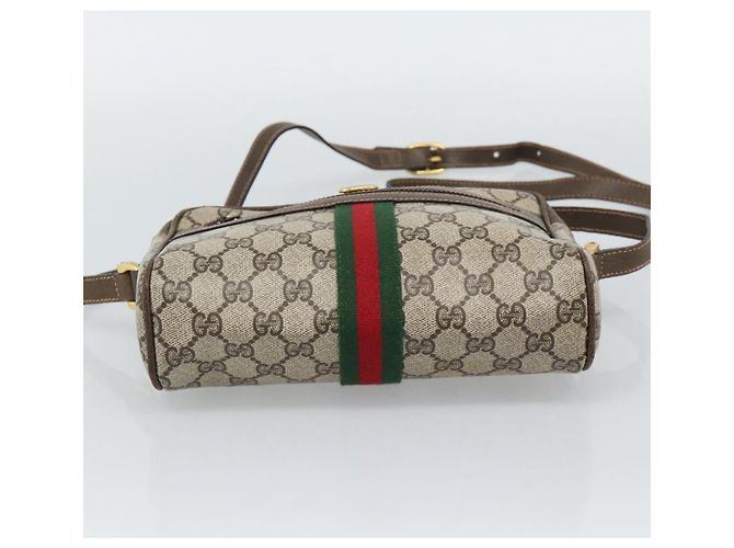 Borsa a Spalla GUCCI GG Supreme Web Sherry Line PVC Beige Oro Auth 194659A D'oro - vista 9