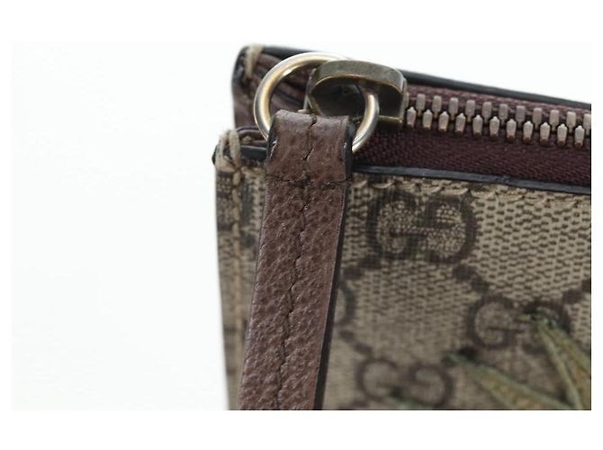 Borsa Courier GUCCI GG Supreme Web Sherry Line in PVC Beige Oro 474083 Auth 194145V - vue 22