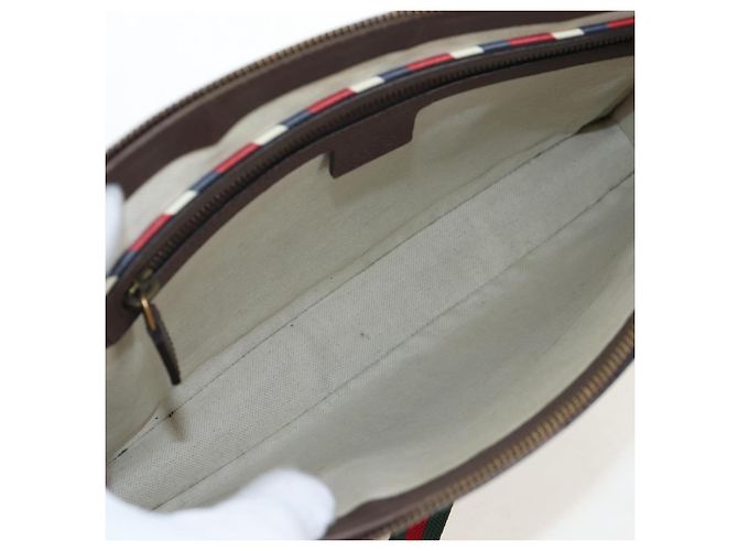 Borsa Courier GUCCI GG Supreme Web Sherry Line in PVC Beige Oro 474083 Auth 194145V - vue 25