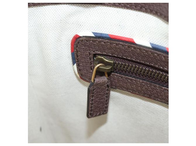 Borsa Courier GUCCI GG Supreme Web Sherry Line in PVC Beige Oro 474083 Auth 194145V - vue 29