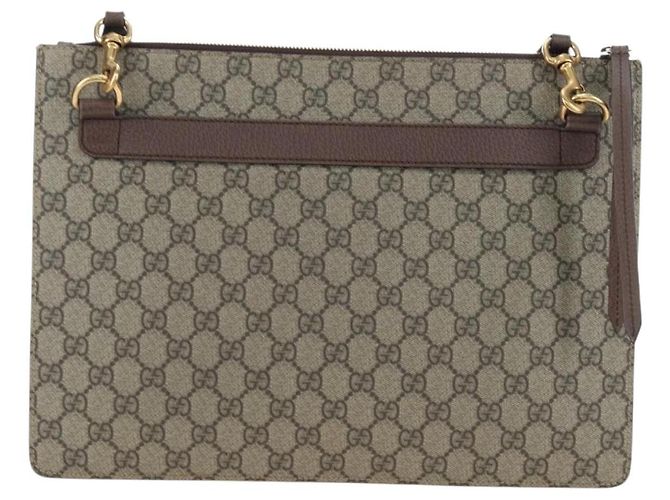 Borsa Courier GUCCI GG Supreme Web Sherry Line in PVC Beige Oro 474083 Auth 194145V - vue 3