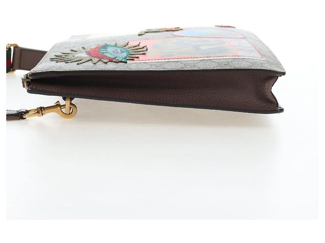 Borsa Courier GUCCI GG Supreme Web Sherry Line in PVC Beige Oro 474083 Auth 194145V - vue 4