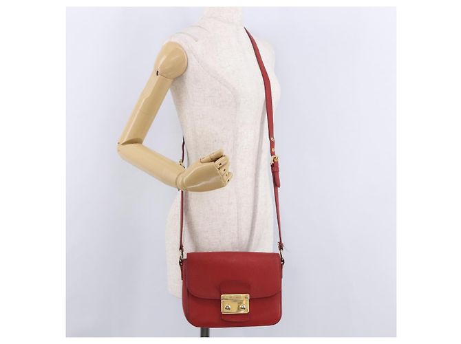 Borsa a Spalla Miu Miu in Pelle Rossa e Oro Auth bs36460 Rosso D'oro - vista 26