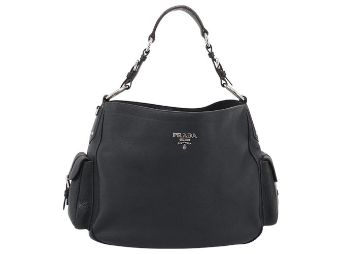 Borsa a tracolla PRADA Vittero Dino Leather Nero Argento Aut 194853SAV - vista 2