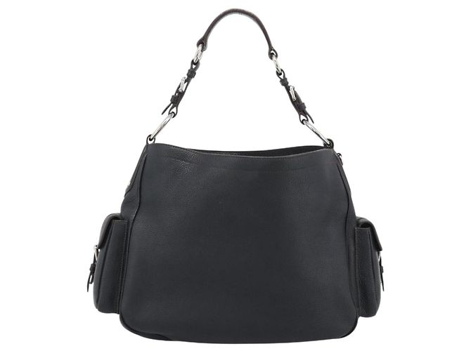 Borsa a tracolla PRADA Vittero Dino Leather Nero Argento Aut 194853SAV - vista 3