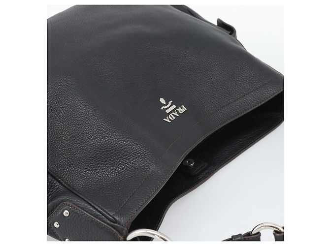 Borsa a tracolla PRADA Vittero Dino Leather Nero Argento Aut 194853SAV - vista 6