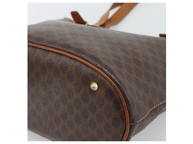 Céline Bolsa Tote CELINE Macadam em PVC e couro marrom com detalhes dourados Auth BA14737 - vista 10