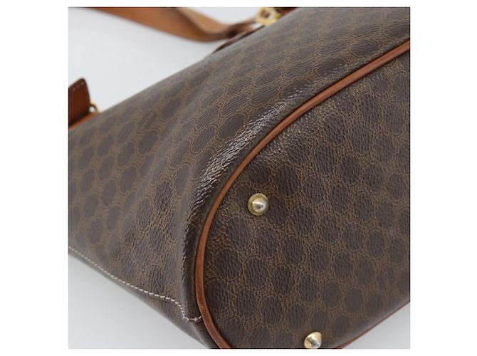Céline Bolsa Tote CELINE Macadam em PVC e couro marrom com detalhes dourados Auth BA14737 - vista 11