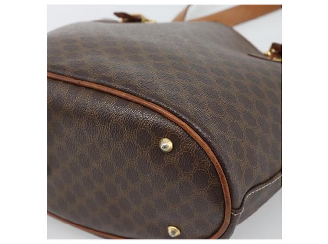 Céline Bolsa Tote CELINE Macadam em PVC e couro marrom com detalhes dourados Auth BA14737 - vista 12