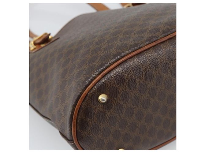 Céline Bolsa Tote CELINE Macadam em PVC e couro marrom com detalhes dourados Auth BA14737 - vista 13