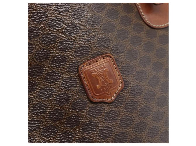 Céline Bolsa Tote CELINE Macadam em PVC e couro marrom com detalhes dourados Auth BA14737 - vista 14