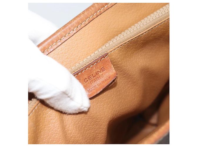 Céline Bolsa Tote CELINE Macadam em PVC e couro marrom com detalhes dourados Auth BA14737 - vista 15