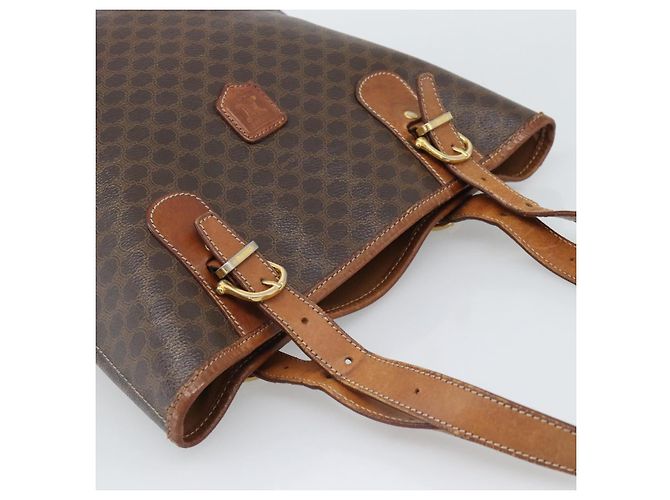 Céline Bolsa Tote CELINE Macadam em PVC e couro marrom com detalhes dourados Auth BA14737 - vista 6