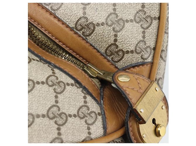 Borsa Boston GUCCI GG Supreme Web Sherry Line PVC Beige Oro Auth 193576A D'oro - vista 15