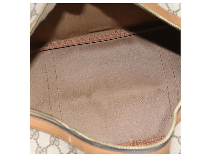 Borsa Boston GUCCI GG Supreme Web Sherry Line PVC Beige Oro Auth 193576A D'oro - vista 16