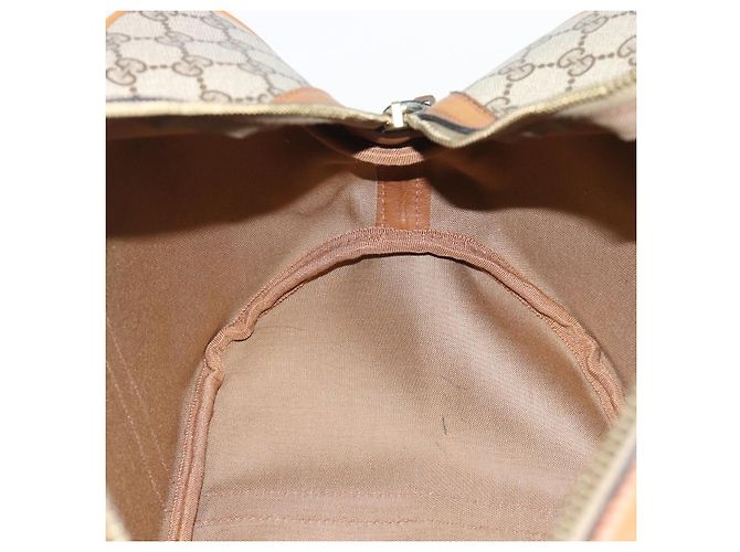 Borsa Boston GUCCI GG Supreme Web Sherry Line PVC Beige Oro Auth 193576A D'oro - vista 17