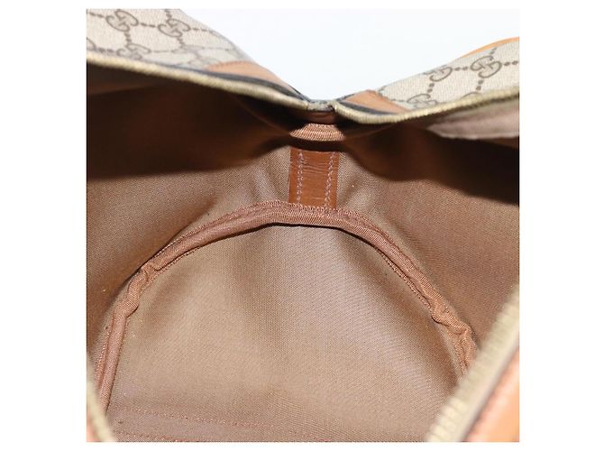 Borsa Boston GUCCI GG Supreme Web Sherry Line PVC Beige Oro Auth 193576A D'oro - vista 18