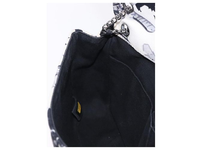 CHANEL Matelasse 25 Airline Shoulder Bag Canvas White Silver CC Auth 195026SAM Argento Bianco - vista 19