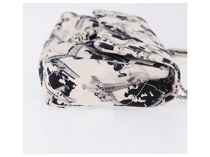 CHANEL Matelasse 25 Airline Shoulder Bag Canvas White Silver CC Auth 195026SAM Argento Bianco - vista 4