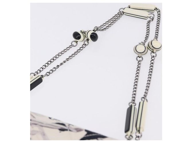 CHANEL Matelasse 25 Airline Shoulder Bag Canvas White Silver CC Auth 195026SAM Argento Bianco - vista 8