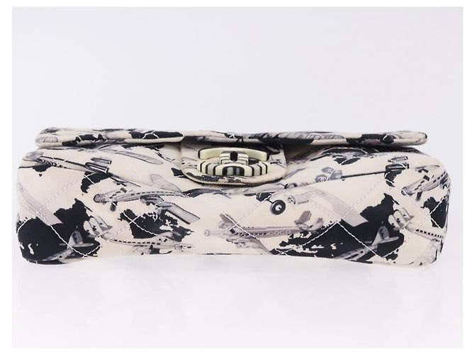 CHANEL Matelasse 25 Airline Shoulder Bag Canvas White Silver CC Auth 195026SAM Argento Bianco - vista 9