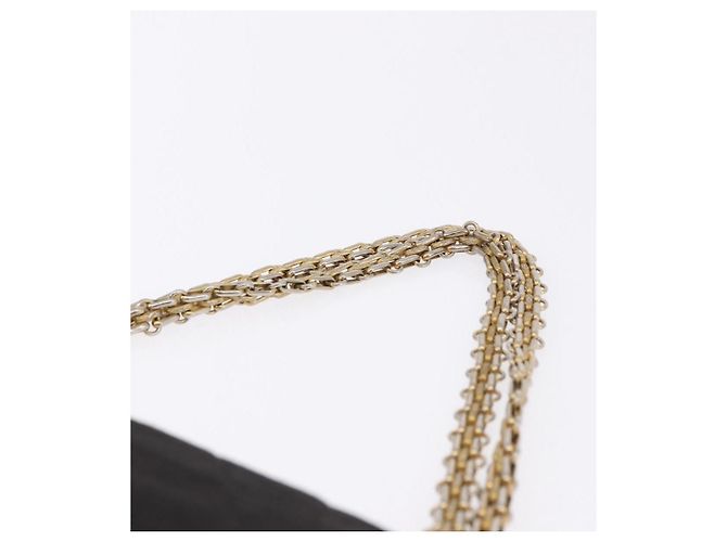 CHANEL Matelasse Double Flap Chain Shoulder Bag Cotton Black Gold Tone CC Auth 194097 Nero - vista 8