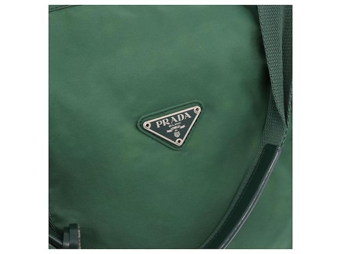 Borsa Boston PRADA Nylon 2way Verde Argento Auth 194594 - vista 17