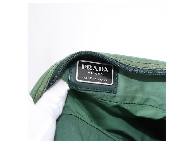 Borsa Boston PRADA Nylon 2way Verde Argento Auth 194594 - vista 18