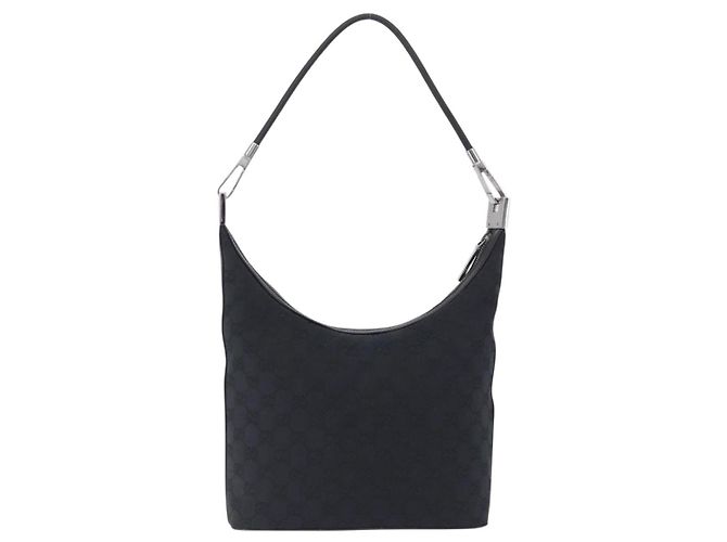 Borsa a Spalla GUCCI GG Canvas Nera Argento 001 3814 Auth 194836V Nero - vista 3