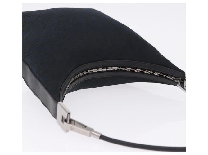 Borsa a Spalla GUCCI GG Canvas Nera Argento 001 3814 Auth 194836V Nero - vista 6