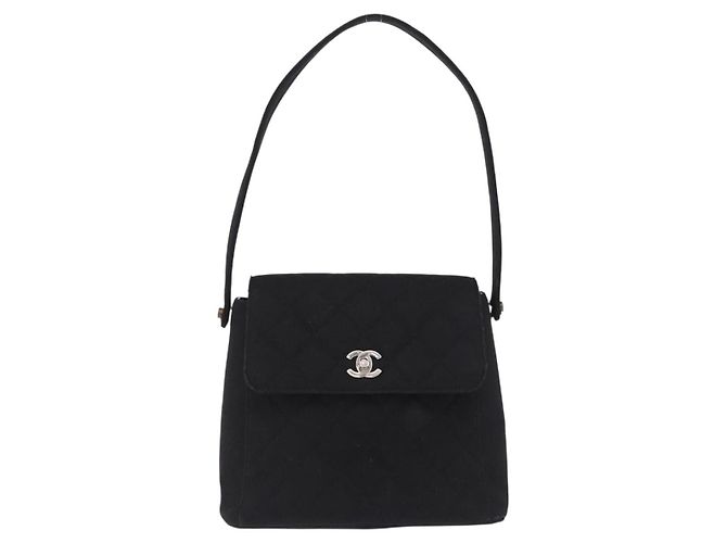 CHANEL Matelasse Hand Bag Cotton Black Silver CC Auth bs36363 Nero Argento - vista 2